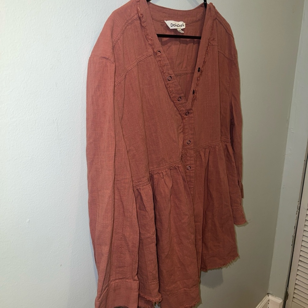 Davi&Dani Mauve Size M Cotton bohemian Button Down Top - Picture 4 of 9